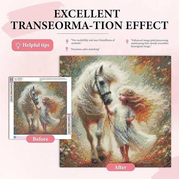 Yezavesu Diamond Art Kits for Adults, Horse Diamond Painting Kit for Beginners, 5D DIY Round Full Drill Painting with Gem Art Craft Kits for Home Wall Decor 14x14 Inch