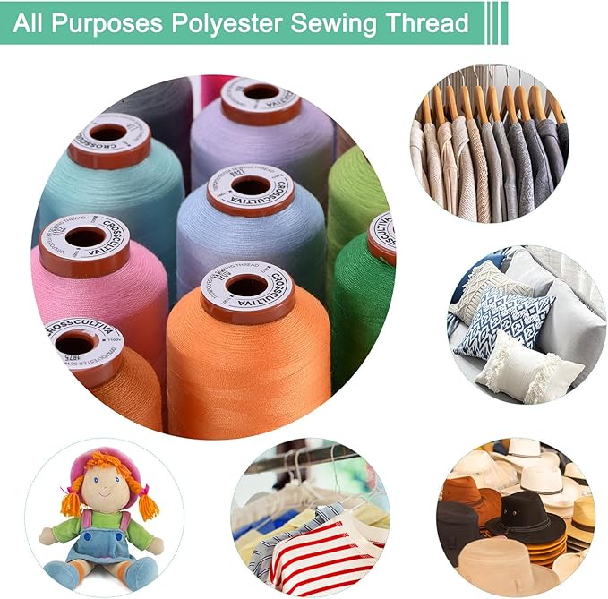 uxcell 40D/2 Sewing Thread 1100 Yards Polyester Household Sewing String Hand Stitching Polyester Cord for Clothing Stitching Shoe Bag Repairing DIY Craft Christmas Green