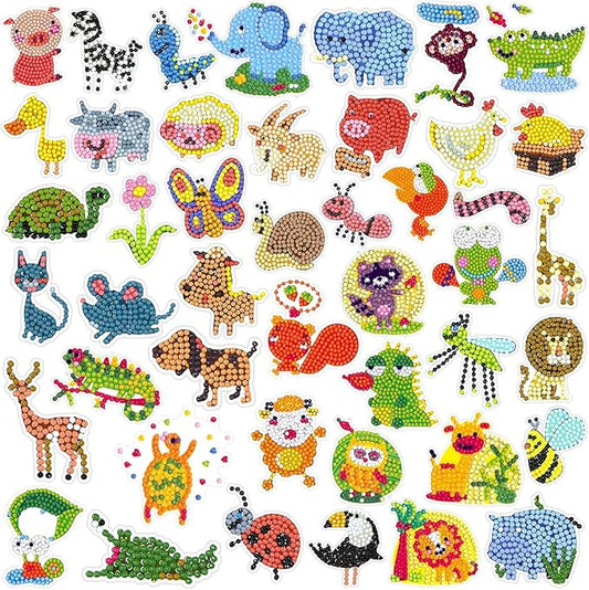 Labeol Diamond Art Kits for Kids Boys and Girls Ages 6-8-10-12 Easy to DIY Creative Diamond Art Sticker Craft by Numbers Kits for Kids and Adult Beginners (Various Animals)