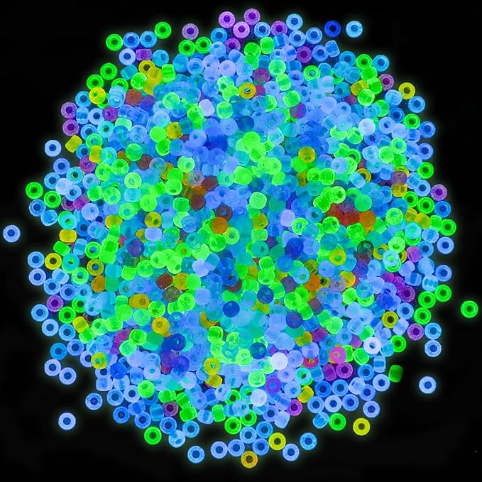 pony beads glow in the dark 1000pcs neon beads, bracelet beads 9mm luminous bulk beads for hair braiding, colored uv beads for crafts kandi beads kit