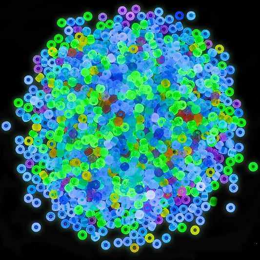 pony beads glow in the dark 1000pcs neon beads, bracelet beads 9mm luminous bulk beads for hair braiding, colored uv beads for crafts kandi beads kit