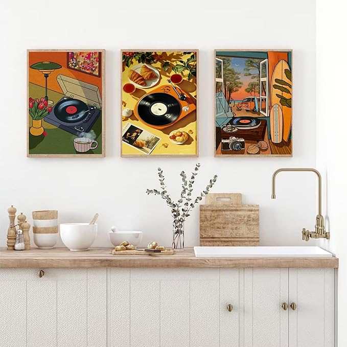 cupmod 6 Packs Vintage Music Paint by Numbers Kit for Adults,Retro Funny Adults Paint by Number Kits on Canvas Without Frame,Easy Acrylic Oil Painting by Numbers Kit for Home Wall Decor 9.8x13.8inch