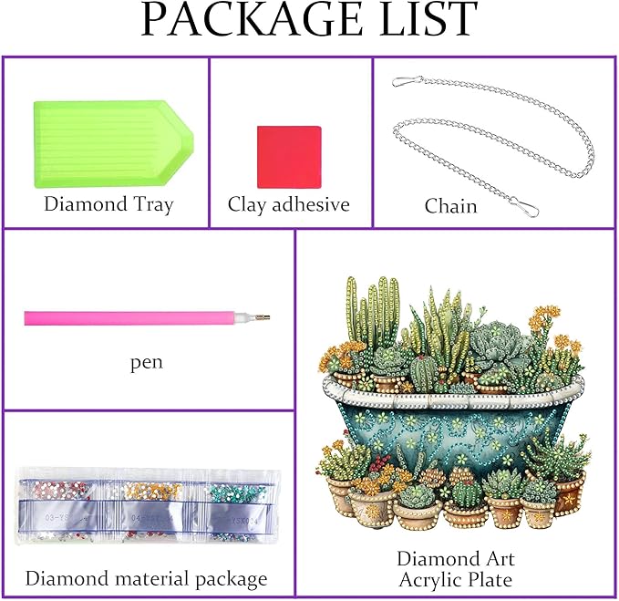 Pavemlo Hanging Diamond Art Kits for Adults Cactus – 8x8 Inch Double-Sided Acrylic Board DIY Crystal Diamond Suncatcher Pendant, Sparkling Home Wall or Window Decoration Handmade Gift