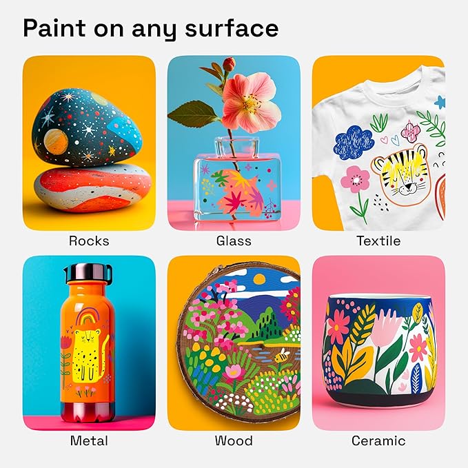 ARTISTRO 48 Acrylic Paint Markers for Rock, Fabric, Wood, Glass, Eggs - Dual-Tip Paint Pens for Coloring Books for Adults, Teens, Kids - Art & Craft Supplies - Gift Idea - Easter Basket Stuffers