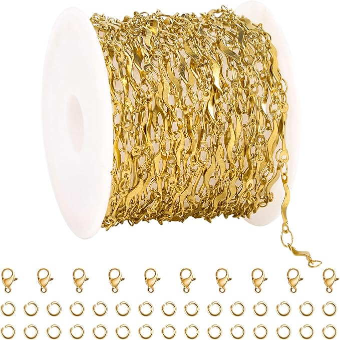 5 Meters Chains for Jewelry Making Stainless Steel Stick Chain Bulk for Women and Men Necklace DIY Chain Roll