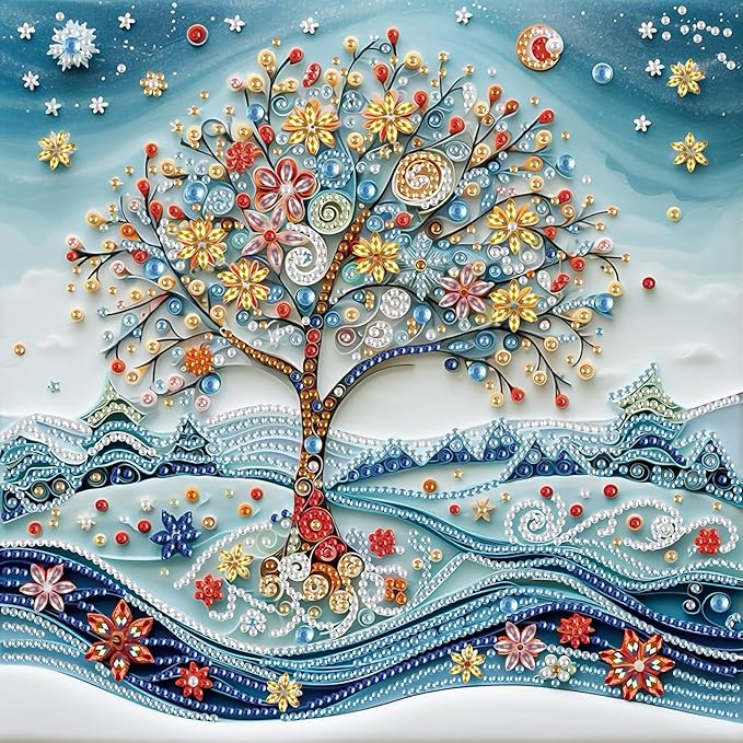 AiYuanzsh 5D Special Shape Diamond Art Kits for Beginners, Snowy Tree Diamond Painting Kits for Adults, Crystal Rhinestones Diamond Painting for Home Wall Decoration Gift 12×12 inch/30×30 cm
