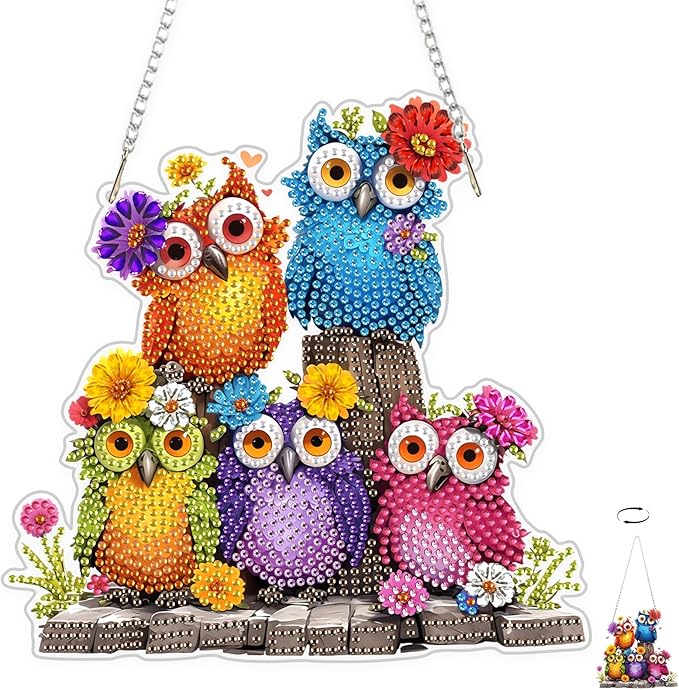 TOSTOG Cute Bird Diamond Art Hanging Kits for Adults, Birds Diamond Painting for Adults Window Pendant, Special Shape Diamonds Diamond Painting Hanging Pendant Kit for Wall Home Decor Gift