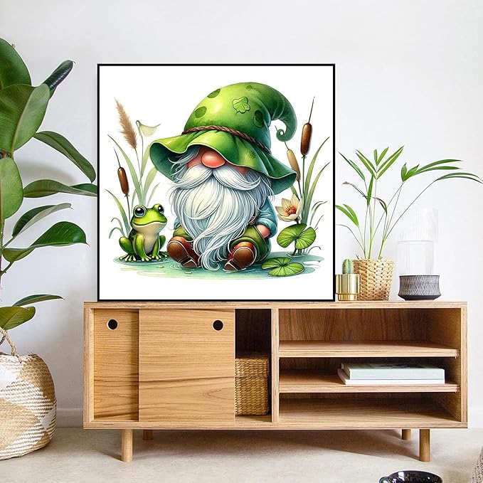 mrpwnle Gnome Diamond Art Kits for Adults, Gnome Diamond Painting Kits for Adults Beginners, 5D Diamonds Painting, DIY Round Full Drill Gem Art Crafts, Home Decor Gifts 11.8x11.8 inch