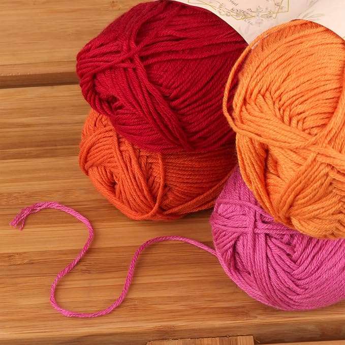 JubileeYarn Bamboo Cotton Sport Yarn - 50g/Skein - Shades of Orange - 4 Skeins