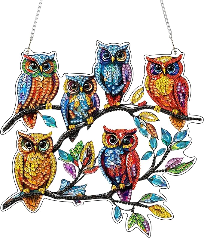 ARPADAMO Hanging Diamonds Art kit for Adult,DIY Bird Pendant Diamonds Painting Art Kit, 7.8x7.8 inch Acrylic Diamonds Painting Board Kit Ornament, Special Crystal Diamond Hanging Ornament