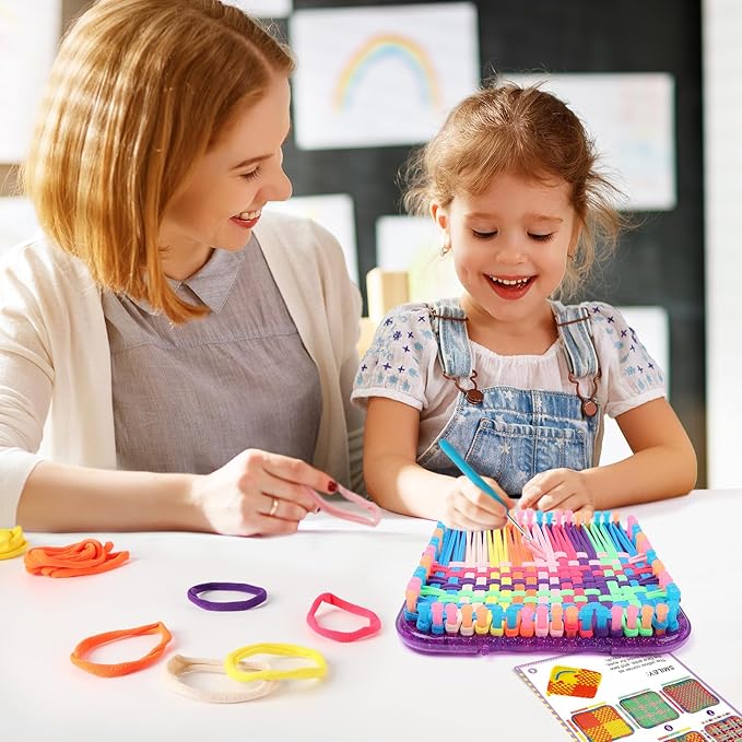 weaving loom kit toys crafts - arts and crafts for kids and adults - great birthday gifts for girls ages 6 7 8-12 13 years old - sturdy frame potholder loom making kits portable box and craft loops