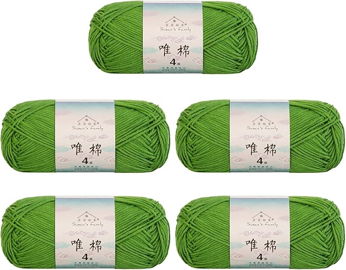 Susan's Family 4 ply 60% Cotton 40% Acrylic Yarn - Soft & Durable - 5 x 50g (1.76oz) - 655 Yards for Knitting & Crocheting - Baby Blankets, Amigurumi, Sweaters & More