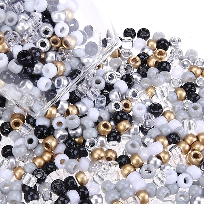 megoogo 1000pcs black and white pony beads bulk for bracelets making neutral bracelet beads for crafts hair beads for braids diy crafts home party decorations