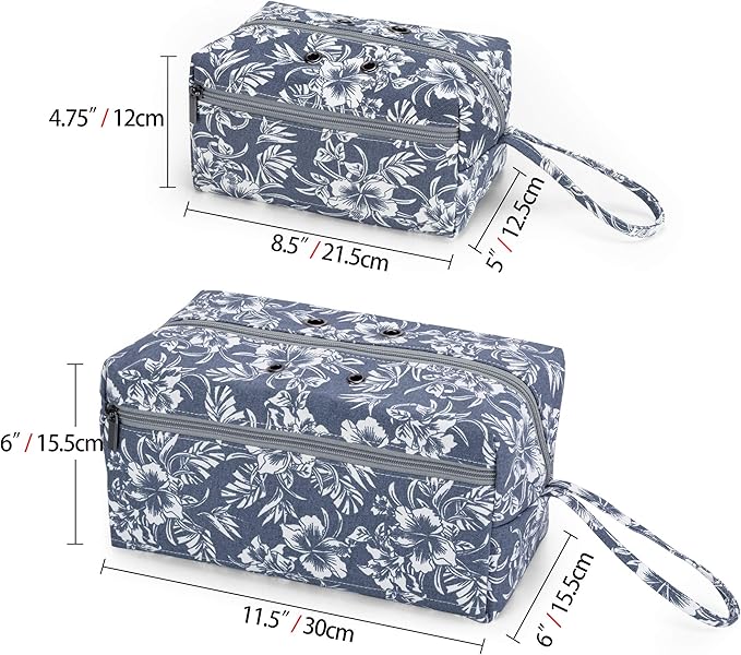 LUXJA Yarn Storage Bag, Carrying Knitting Bag for Yarn Skeins, Crochet Hooks, Knitting Needles (up to 10 Inches) and Other Small Accessories (Large, Flowers)