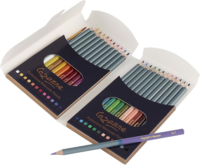 Creative Mark Cezanne Watercolor Pencil Set of 24 - Professional Artist Quality Soft Core Leads for Watercolour Painting, Coloring, Drawing, Layering, Blending, Shading, Use Wet or Dry
