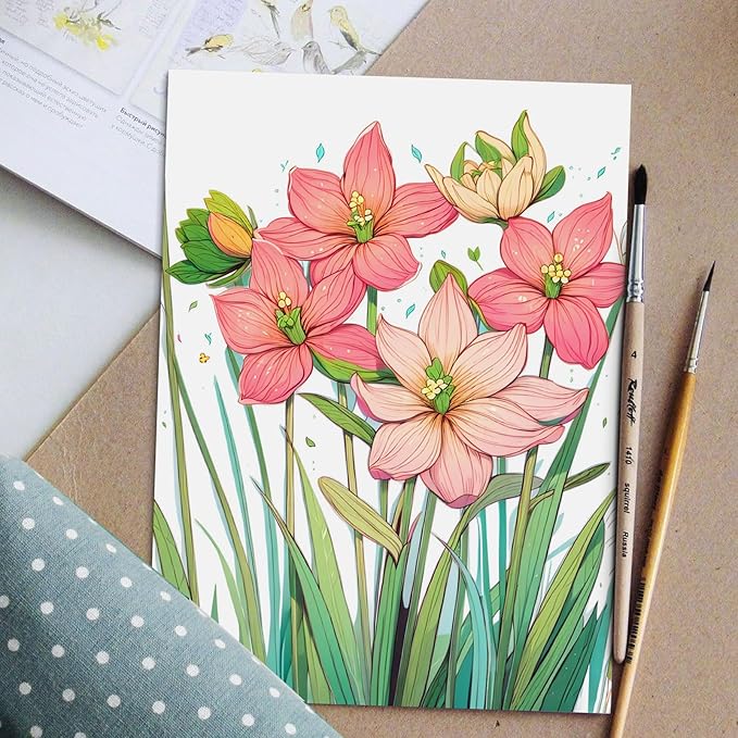 Adult Coloring Book for Women Relaxation, Spiral Bound One Sided Design, Thick Paper Spiral Bound Flower Coloring Book for Adult to Relax and Relieve Anxiety, Mindfulness Gift for Women