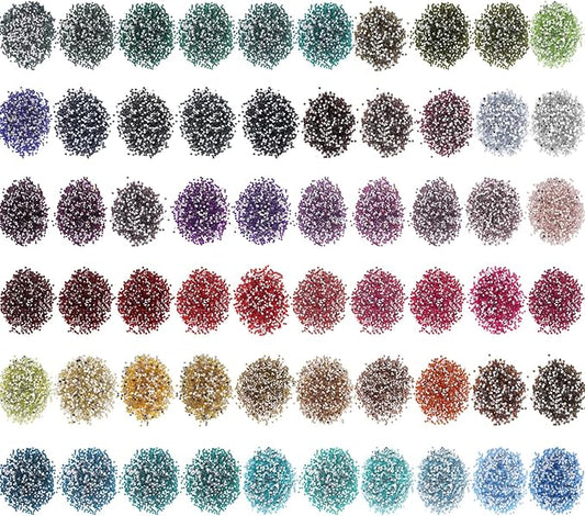 60000 Pcs 60 Color Rhinestones Diamond Painting Beads Flat Bottom Round Resin Beads Art Replacement Diamonds for DIY Craft Diamond Painting Accessories(Fresh Color)