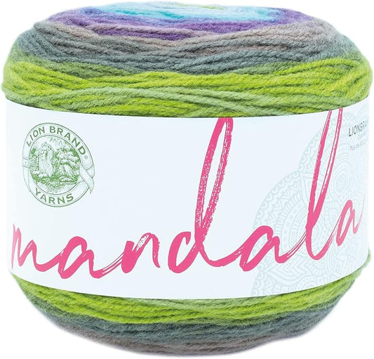 Lion Brand Yarn, Mandala DK Lightweight Yarn for Knitting, Crochet, and Crafts, Ghidorah, 1 Pack, Self-Striping Acrylic Fiber for Baby Blankets, Multicolor Shawls and Variegated Cardigans