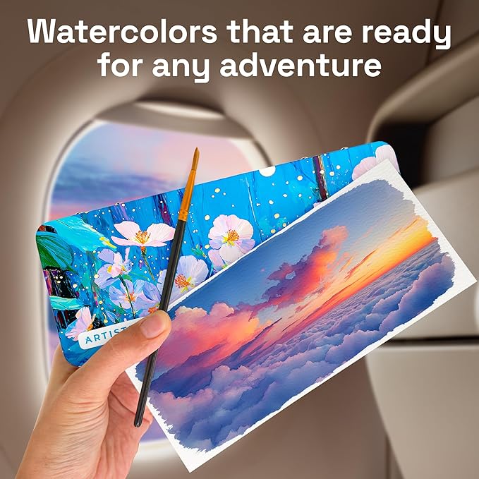 ARTISTRO 100 Color Watercolor Paint Set - Portable Paint Art Kit with Palette and Brush Pens - Travel Water Color Set for Adults, Professionals, Kids - Art and Painting Supplies - Gift Idea