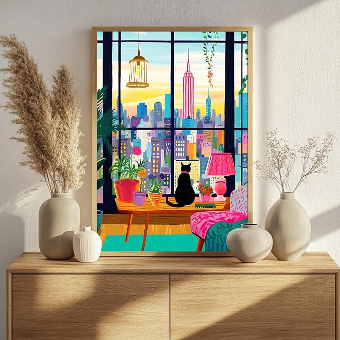 Mandun Cat Paint by Numbers for Adult, Cat Paint by Numbers Kit for Adults Beginners, DIY Acrylic Painting on Canvas for Home Wall Art Decor Gift 16x20Inch