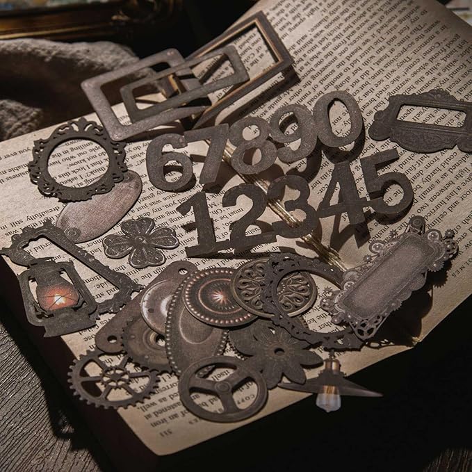 Vilikya 120pcs Steampunk Junk Journal Supplies, Small Vintage Scrapbook Materials Paper for Journaling Kit, Scrapbooking Ephemera, Punk Collage Cards for Dark Academia Home Room Decor