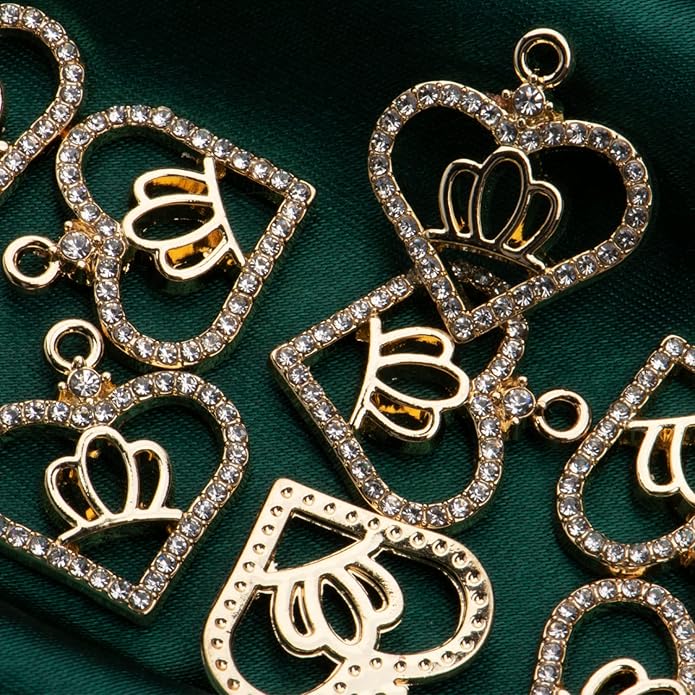Pack of 20 Rhinestone Charms Gold Plated Pendants Pave Crystal Accessories for Necklace Bracelet Jewelry Making DIY Crafting
