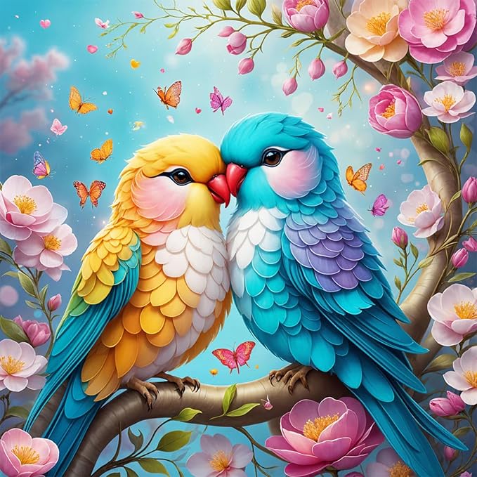 ARPADAMO Diamond Art Kits for Adults,5D Birds Diamond Painting DIY Animal Diamond Art Diamond Painting Kits for Adult,Round Full Drill Diamonds, Diamond Art Kits for Home Decor-12x12inch