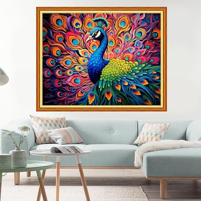 dimxvean stamped cross stitch kits,cross stitch kits for adults beginners,embroidery kits full range of cross stitch stamped kits needlepoint kits cross stitch patterns-colorful peacock 16x20 inch