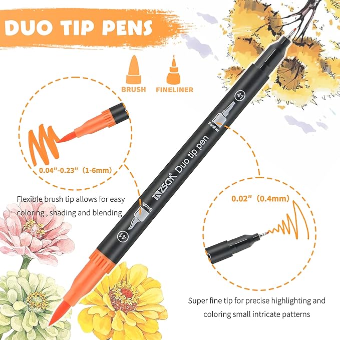 ZSCM 80 Colors Markers for Adult Coloring Books No Bleeding - Duo Tip Brush Pen, Artist Fine & Brush Coloring Markers for Adult Calligraphy, Drawing, Sketching & Journaling