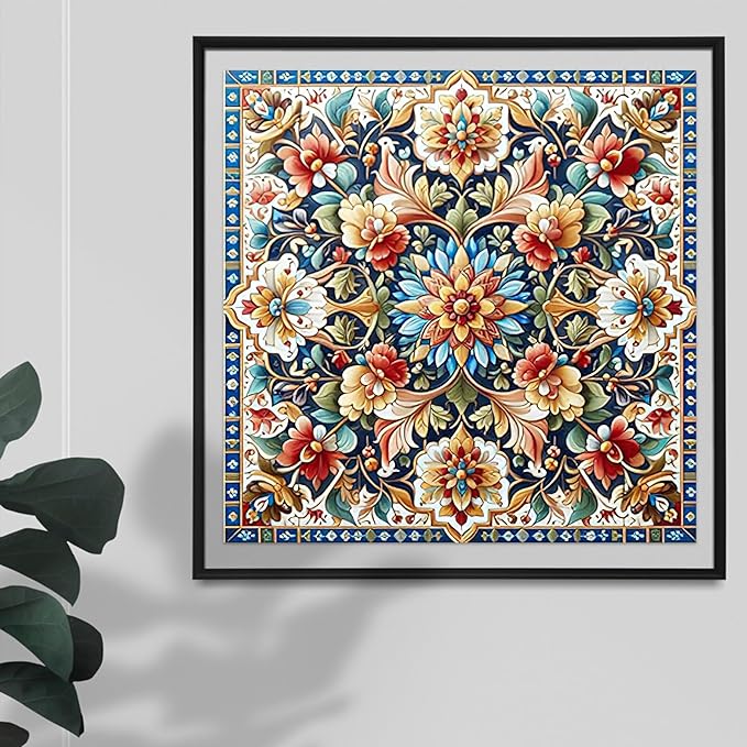 Auremi 5D Mandala Diamond Painting Kits, Flower Diamond Art Painting Kits for Adults DIY Full Drill Diamond Dots Crystal Craft Kits for Home Wall Decor Gifts 11.8x11.8 inch