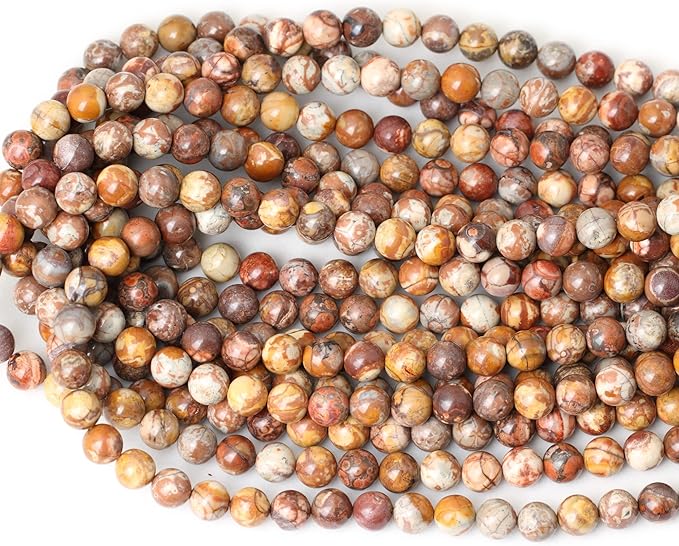 45PCS 8mm Natural Birdeye Rhyolite Stone Gemstone Round Loose Beads for Jewelry Making 1 Strand 15"