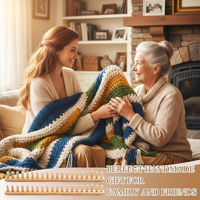 Novabright 67'' Chunky Knitting Loom Extra Large Knitting Loom for Blanket Making Adjustable Size Chunky Knit Foldable Portable Hand Weaving Kit for Beginner Yarn Craft Home Decor