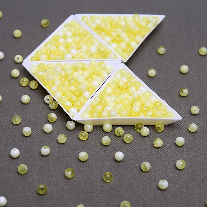 bonny boxx 1000pcs 6mm yellow jade round beads, smooth acrylic balls, plastic resin gumball bubblegum chunky beads for necklace & bracelet making, crafting supplies
