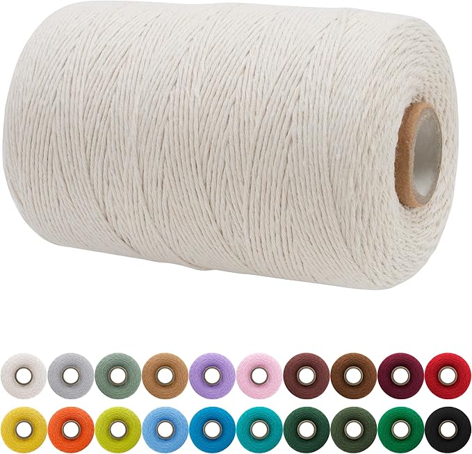 JeogYong Single Strand Macrame Cord 1mm x 426 Yards (1279 Feet) Soft Cotton Rope Macrame Yarn 1 mm Macrame Cord, Macrame Supplies for Crafts Wall Hangings Plant Hangers Decorations (Natural)