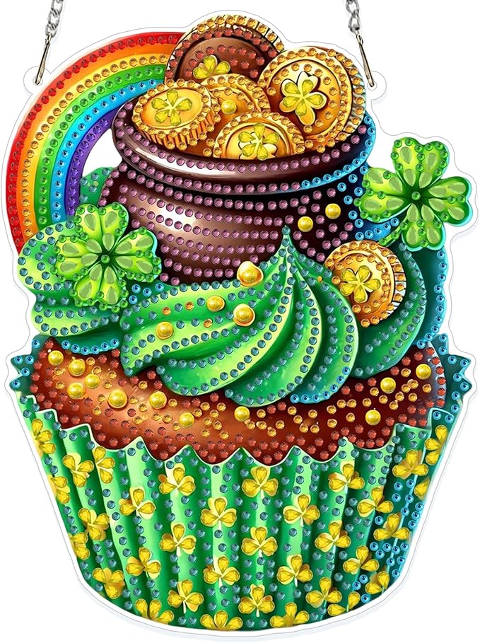 GHHKUD Cake Diamond Art Hanging Kit for Adults, DIY Double Sided Diamond Painting Hanging Valentines Lollipops Kits Adults, Special Shaped Acrylic Ornaments Pendants for Window Home Garden Wall
