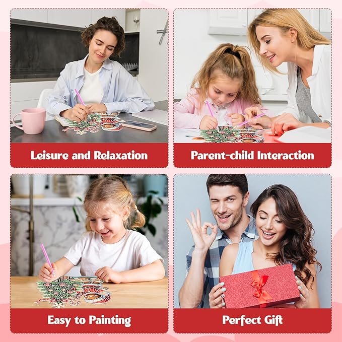 GHHKUD Hanging Diamond Art Christmas Pendants Kits, DIY Hanging Decoration Double Sided Christmas Tree Diamond Pinting Ornaments for Adults Kids Gifts for Home Decor