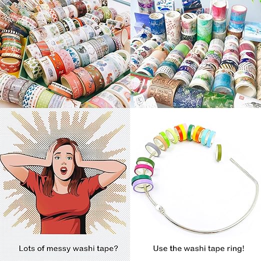 Vowcarol 3 Pack Washi Tape Organizer Washi Tape Storage Ring (8 inches)