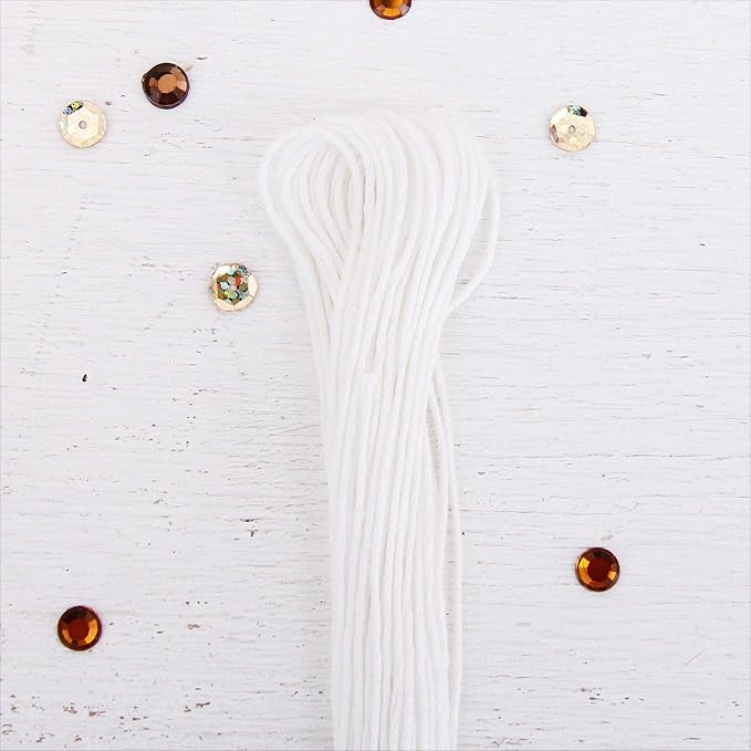 12 Skeins ThreadArt Premium Egyptian Long Fiber Cotton Embroidery Floss | White | 6 Strand Divisible Thread 8.75yds Each for Hand Embroidery, Friendship Bracelets, Cross Stitch and Crafts