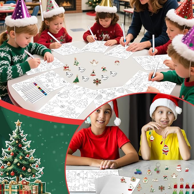 231Pcs Christmas Heat Shrink Plastic Sheet Kit Includes Shrinking Film Art Paper, Hole Punch, Keychains, Ear Hooks, Jump Rings, Tassels, DIY Heat Shrink Art Kit for Adults Creative Craft Marking