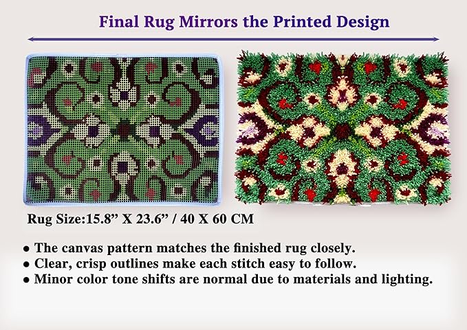 KitsMaster Latch Hook Kits for Adults, Crafts for Adults Women New Hobbies DIY Printed Canvas Rug for Home Decor Festival Gift 23.6''x15.8'' (Symmetrical Splendor)