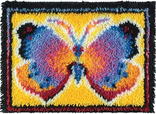 MIAOLLUN Latch Hook Kits Rug, Latch Hook Kits 3D Printed Canvas Home Decor for Carpet Embroidery Butterfly, 52X38cm/20.4InchX15Inch