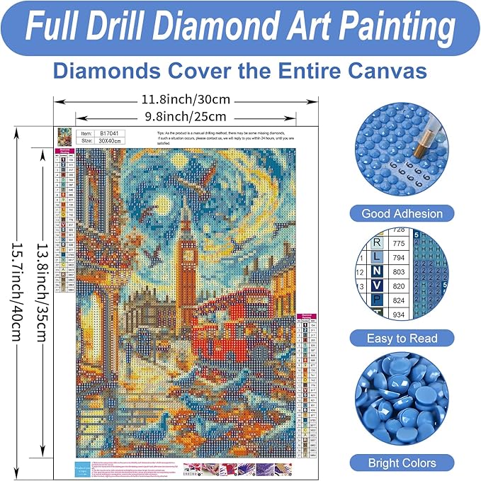 Camocin Diamond Art Kits for Adults London, 5D City Diamond Painting Kits for Adults Beginners, DIY London Landscape Full Round Dots Drill Gem Art Kit for Gift Home Wall Decor 12 x 16 Inch