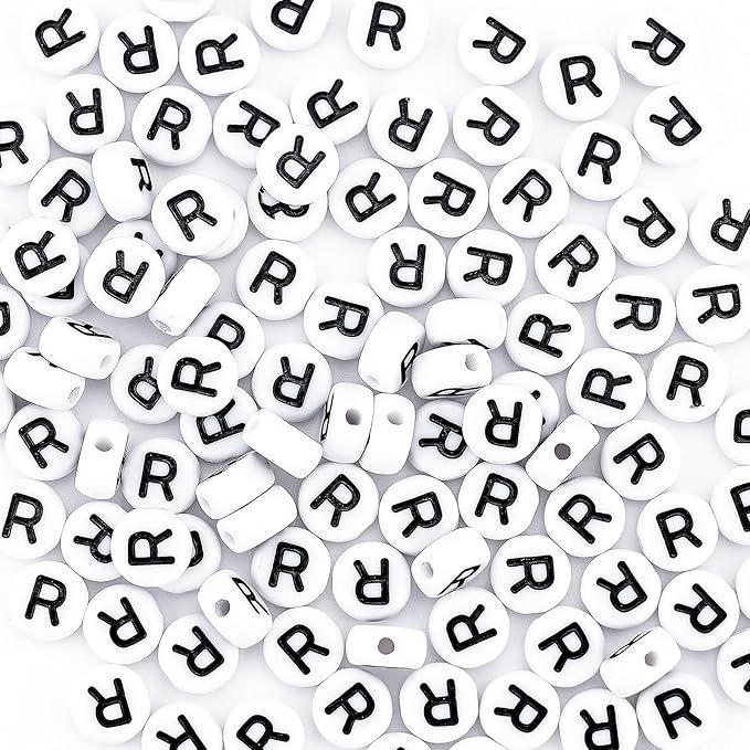 sunrica 300pcs round letter beads for friendship bracelets making 4x7mm individual white alphabet beads r