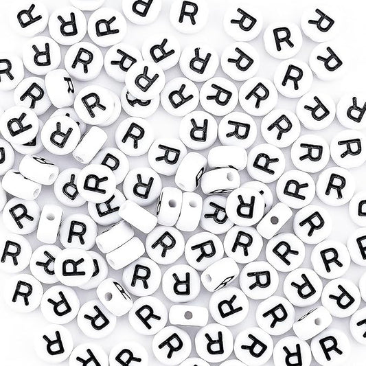 sunrica 300pcs round letter beads for friendship bracelets making 4x7mm individual white alphabet beads r