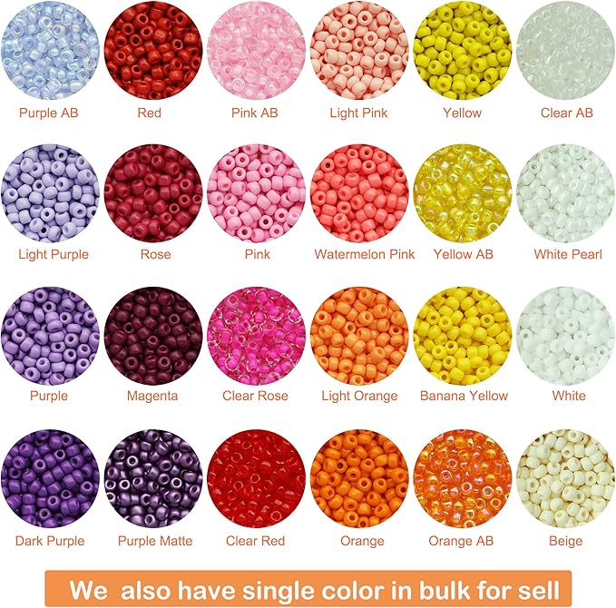Bala&Fillic Size 3mm Seed Beads 48 Colors About 16800 pcs in Storage Box, 8/0 Glass Seed Beads for Making Bracelets Earrings Necklaces Jewelry