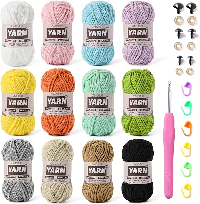12 Pack Chunky Chenille Yarn for Crocheting, Bulky Velvet Yarn for Crochet, Baby Yarn for Crocheting Soft Blanket, 42.3 oz (1050 yds) Amigurumi Yarns for Craft Set A
