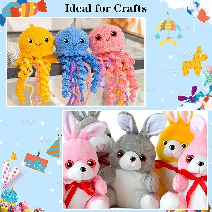UPINS 180 Pieces 12-30 mm Large Safety Eyes and Nose with Washers for Amigurumi Stuffed Animal Eyes Plastic Craft Doll Crochet Eyes for DIY of Puppet, Bear, Toy Making Supplies (Assorted Colors)