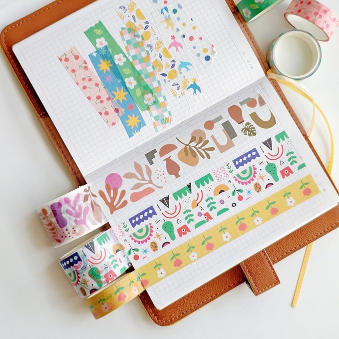 38 Rolls Washi Tape, Aesthetic Colored Decorative Cute Scrapbook Tape for Scrapbooking Supplies Journaling Craft Junk Journal