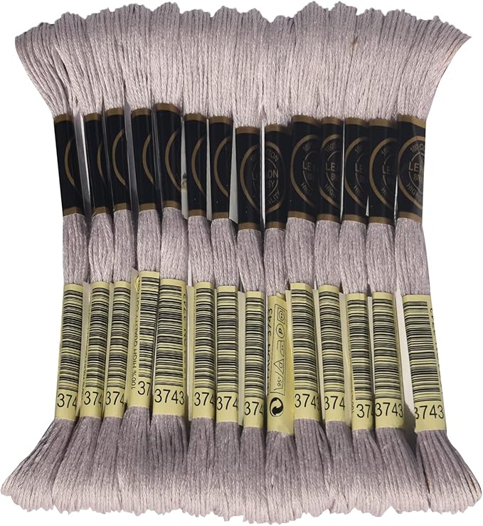 LE PAON Embroidery Floss, 14-Pack Six Strands 100% Long Staple Cotton Embroidery Thread, 8.7-Yard，Color Number：3743, Light Antique Violet