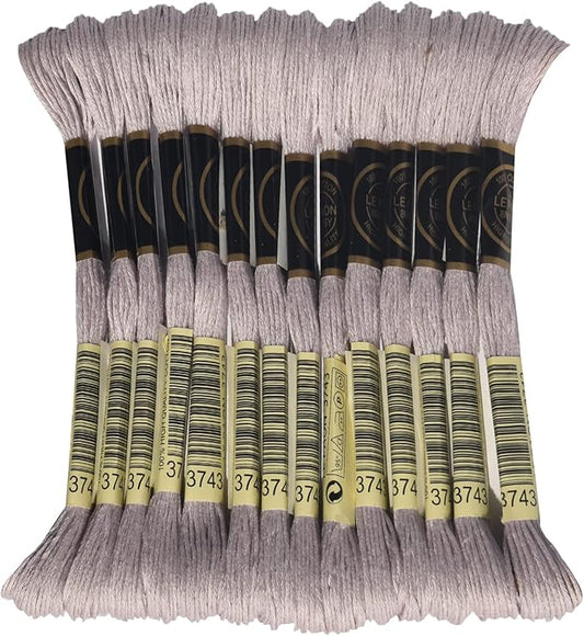 LE PAON Embroidery Floss, 14-Pack Six Strands 100% Long Staple Cotton Embroidery Thread, 8.7-Yard，Color Number：3743, Light Antique Violet